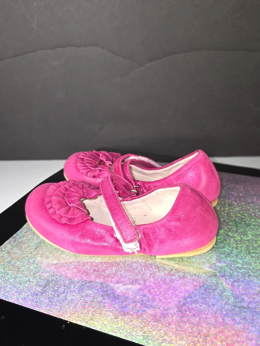 Bloch Hot Pink Ruffle Mary Jane Girls' Ballet Shoes Sz 24 (US 7-8) Toddler
